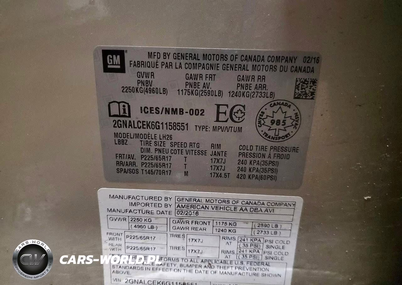 2016 Chevrolet Equinox Lt VIN:2GNALCEK6G1158551 - 13