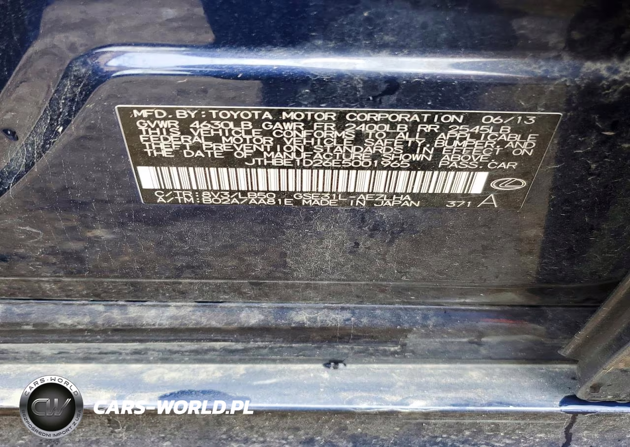 2014 Lexus Is 350 Base VIN:JTHBE1D26E5001965 - 12