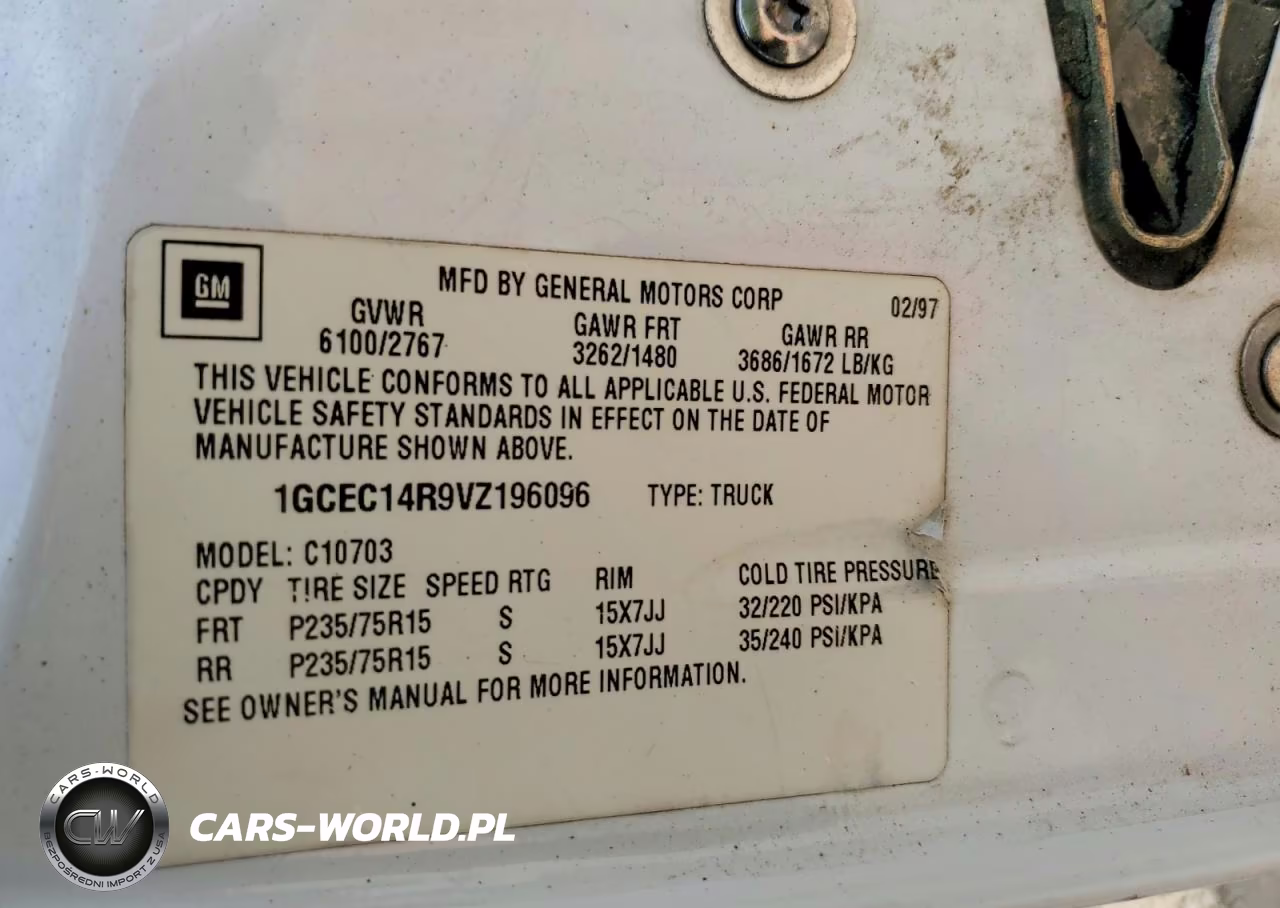 1997 Chevrolet Gmt-400 C1500 VIN:1GCEC14R9VZ196096 - 12