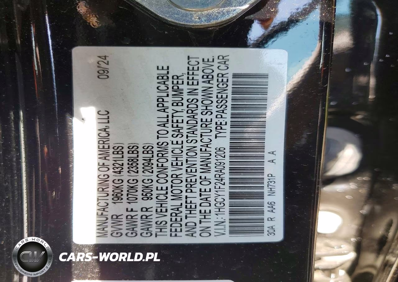 2024 Honda Accord Lx VIN:1HGCY1F24RA091206 - 12
