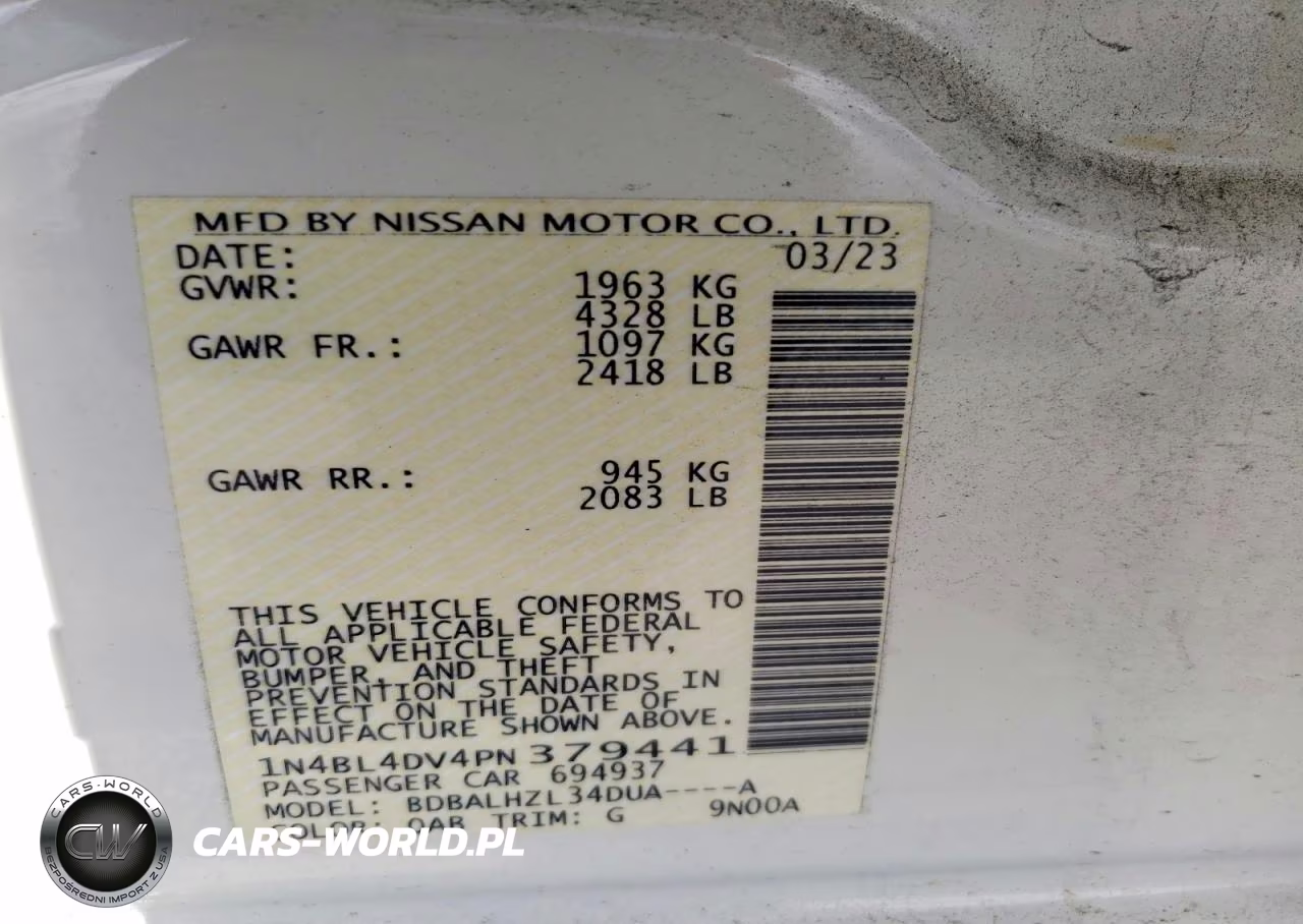 2023 Nissan Altima 2.5 Sv VIN:1N4BL4DV4PN379441 - 12