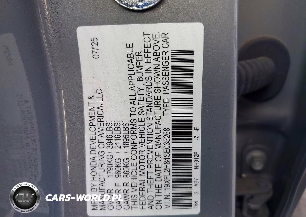 2025 Honda Civic Sport VIN:19XFL2H84SE035268 - 12