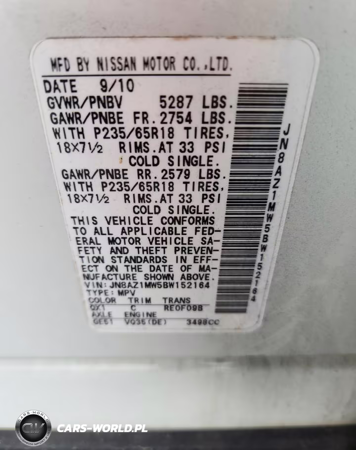 2011 Nissan Murano S VIN:JN8AZ1MW5BW152164 - 12