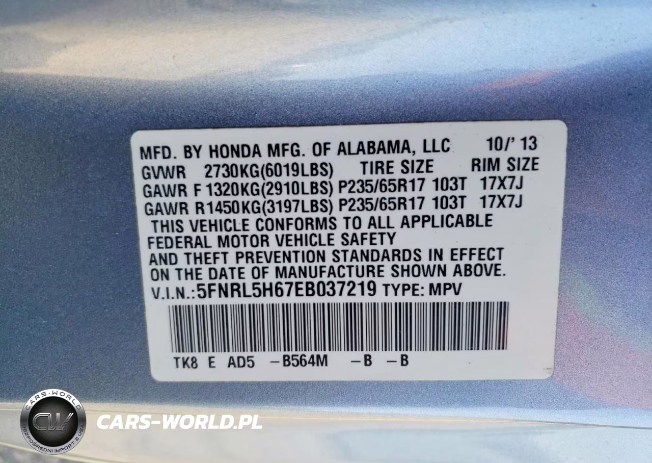2014 Honda Odyssey Exl VIN:5FNRL5H67EB037219 - 13