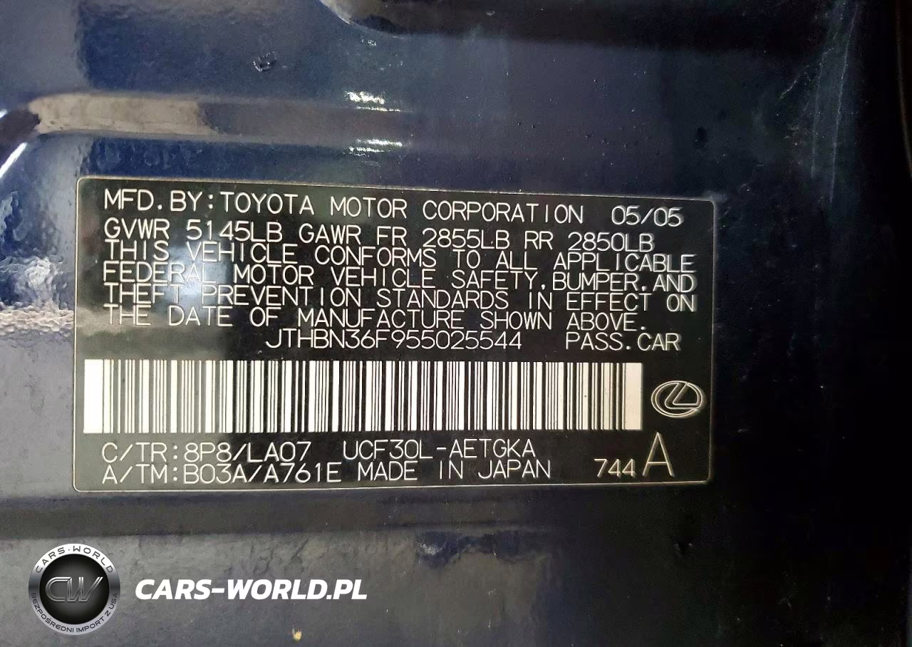 2005 Lexus Ls 430 Base VIN:JTHBN36F955025544 - 12