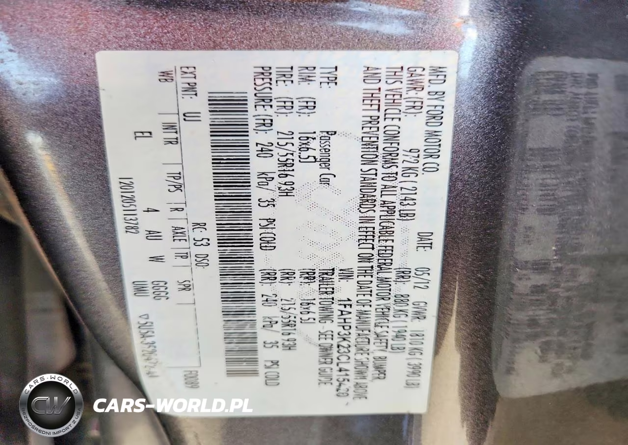 FORD FOCUS SE VIN:1FAHP3K23CL415420 - 12