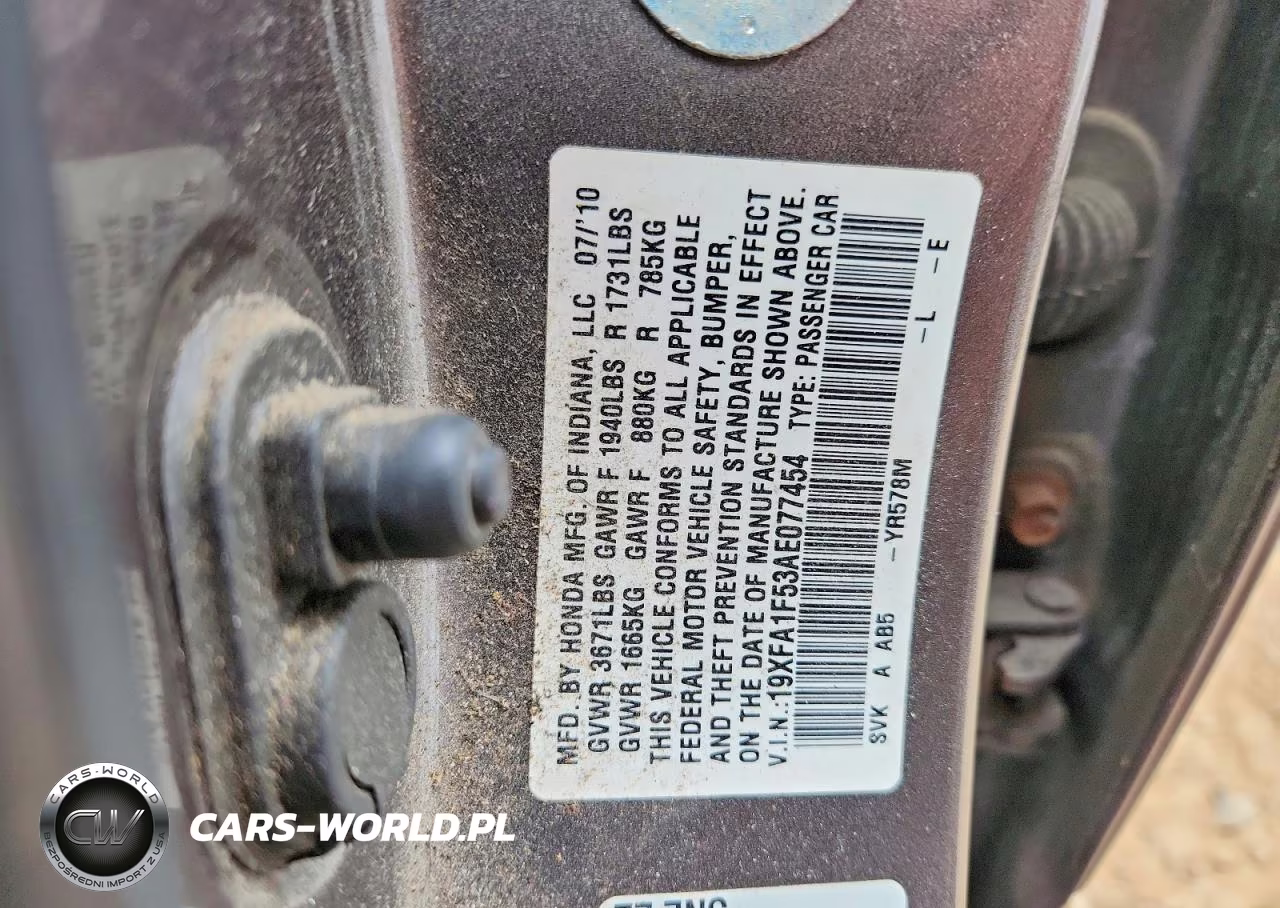 2010 Honda Civic Lx VIN:19XFA1F53AE077454 - 12