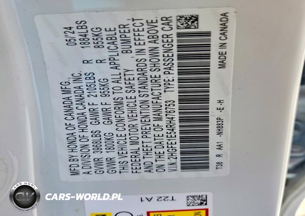 2024 Honda Civic Si VIN:2HGFE1E54RH476753 - 13