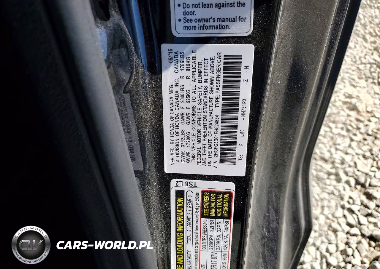 2015 Honda Civic Exl VIN:2HGFG3B01FH524834 - 12
