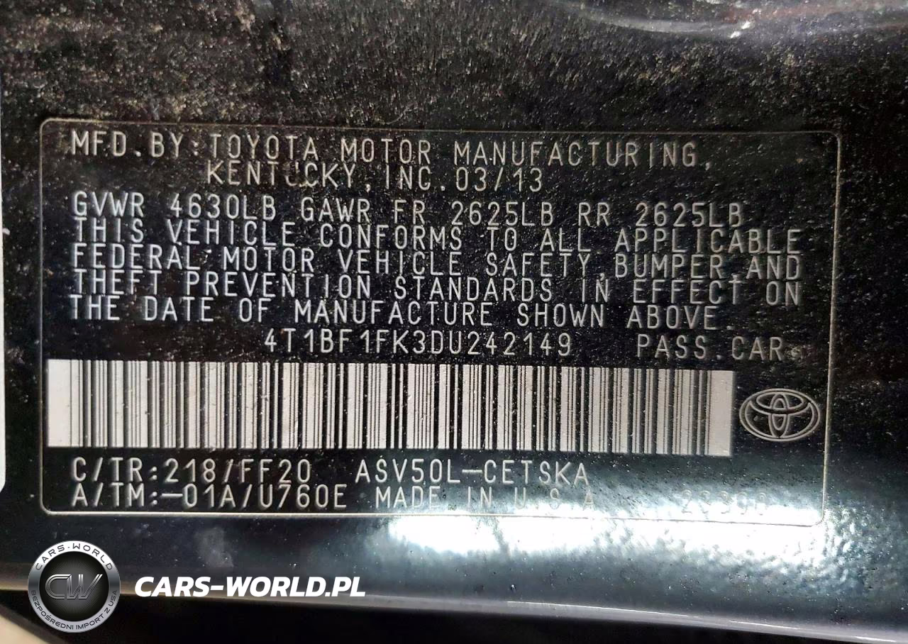 2013 Toyota Camry Se VIN:4T1BF1FK3DU242149 - 12