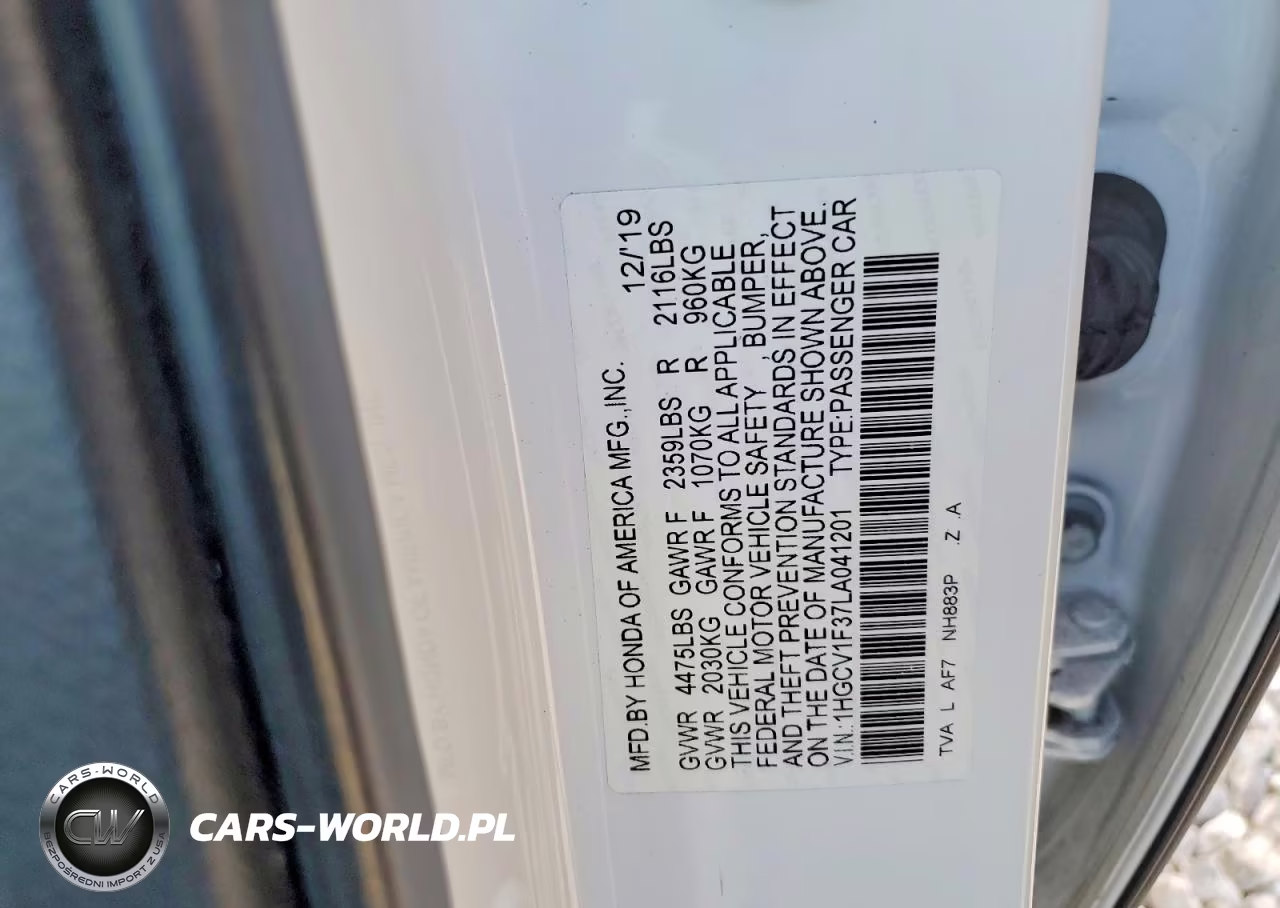 2020 Honda Accord Sport VIN:1HGCV1F37LA041201 - 12