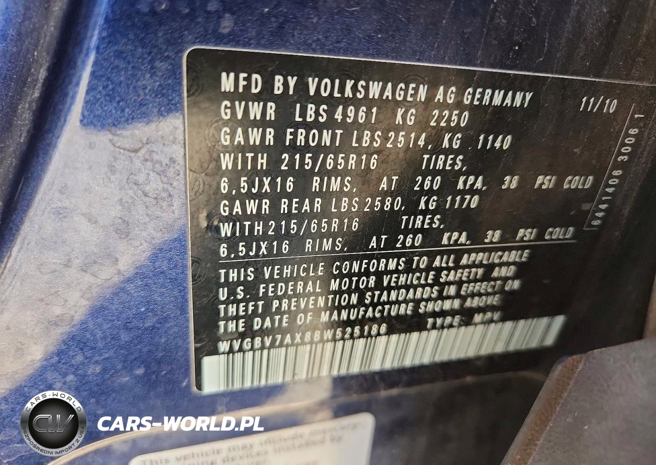 2011 Volkswagen Tiguan S VIN:WVGBV7AX8BW525186 - 12