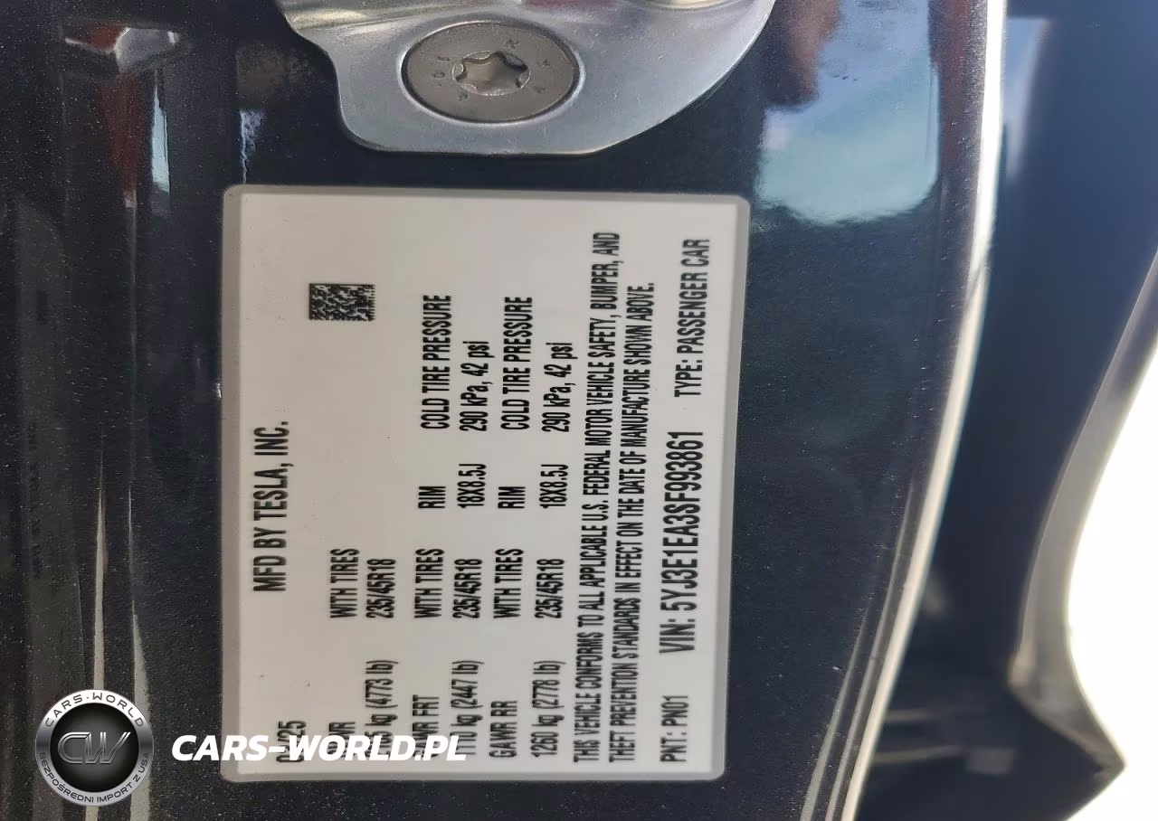 2025 Tesla Model 3 VIN:5YJ3E1EA3SF993861 - 12
