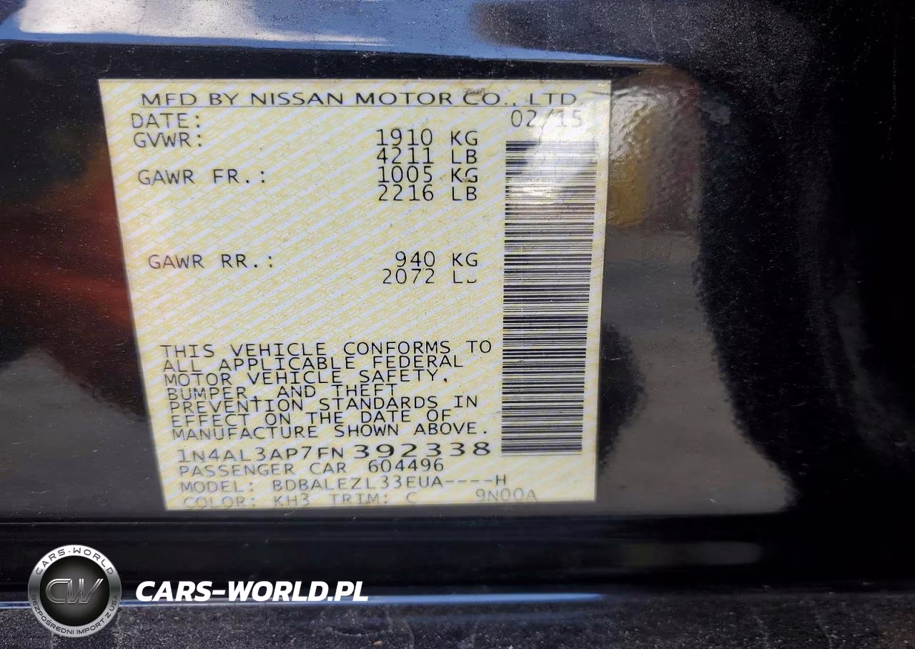 2015 Nissan Altima 2.5 S VIN:1N4AL3AP7FN392338 - 12