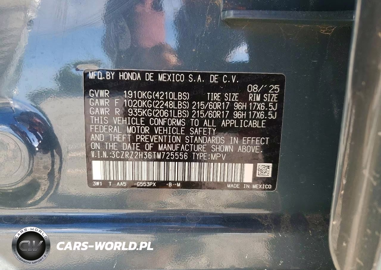 2026 Honda Hr-V Lx VIN:3CZRZ2H36TM725556 - 14