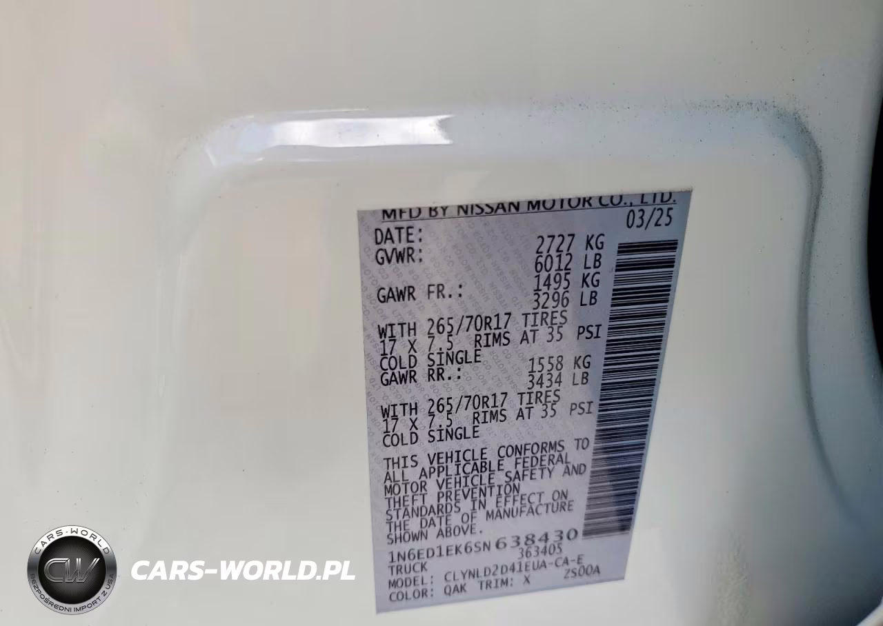 2025 Nissan Frontier Pro-4X VIN:1N6ED1EK6SN638430 - 13
