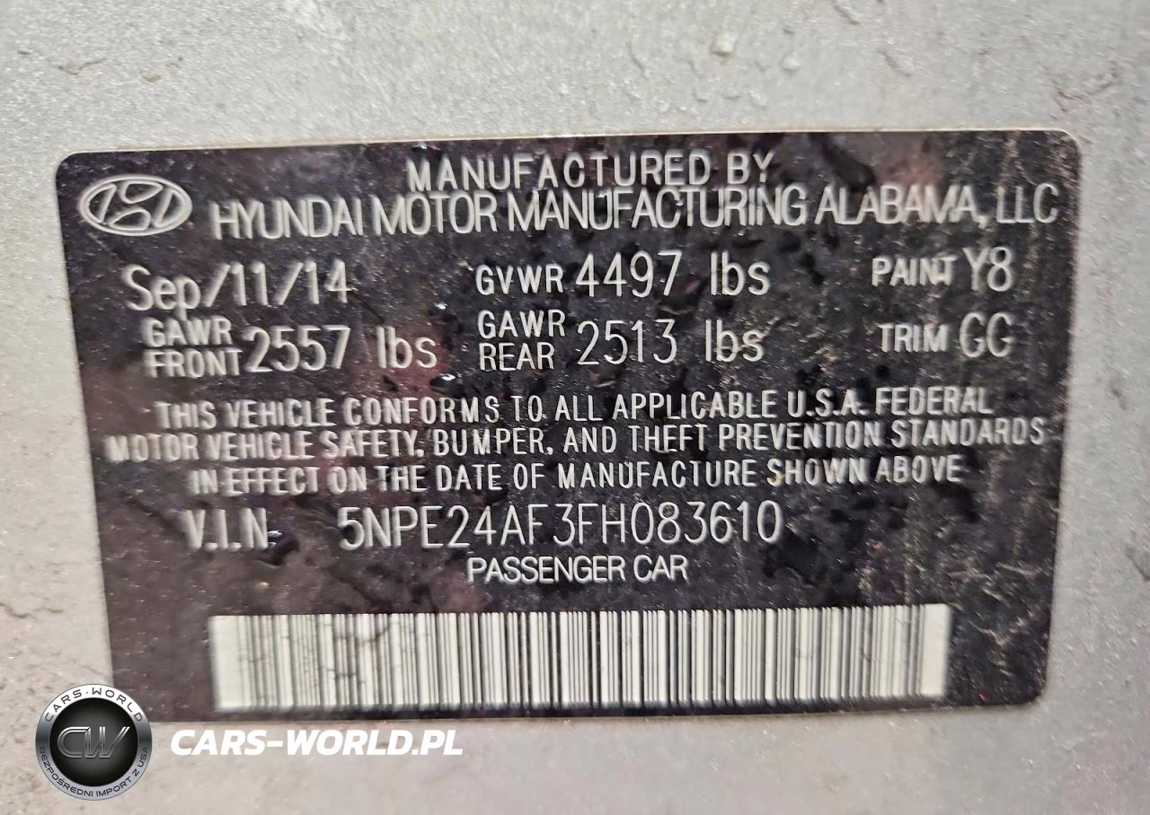 2015 Hyundai Sonata Se VIN:5NPE24AF3FH083610 - 12