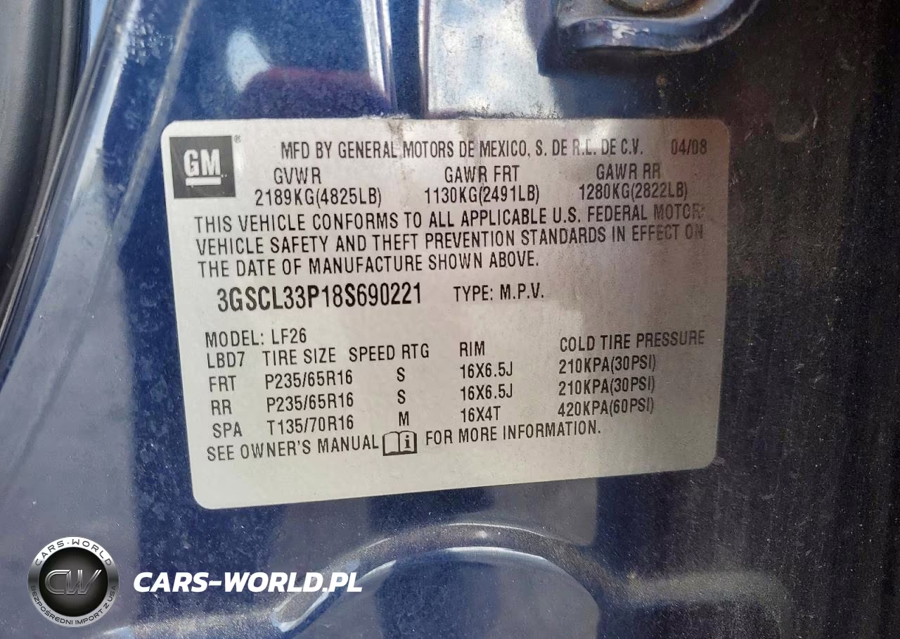 2008 Saturn Vue Xe VIN:3GSCL33P18S690221 - 13