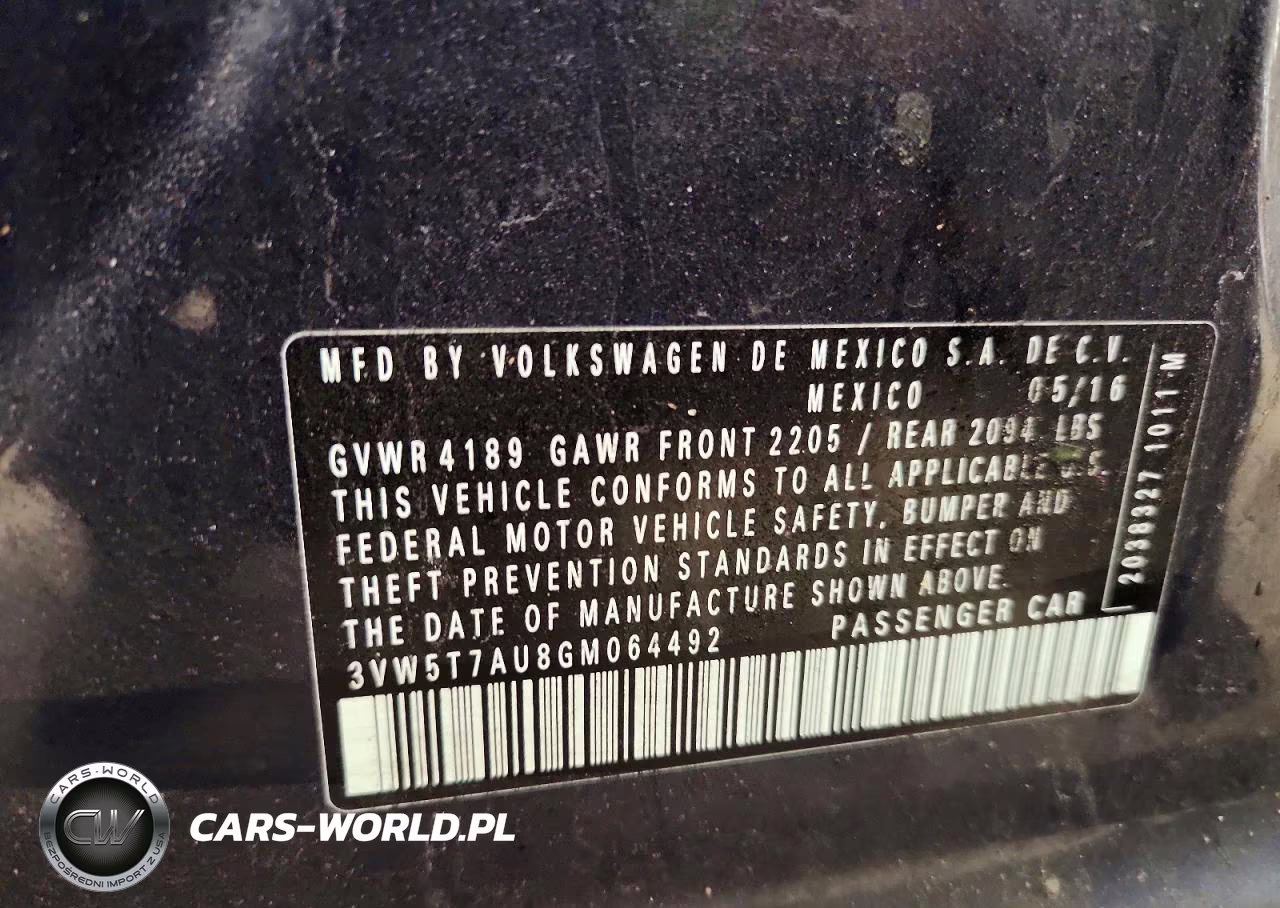 2016 Volkswagen Gti S VIN:3VW5T7AU8GM064492 - 12