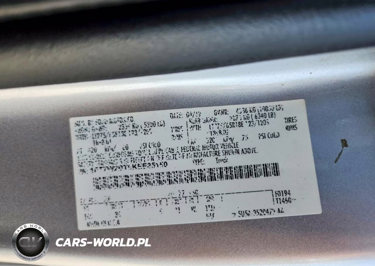 2019 Ford F250 Super Duty VIN:1FT7W2BT0KEE85150 - 12