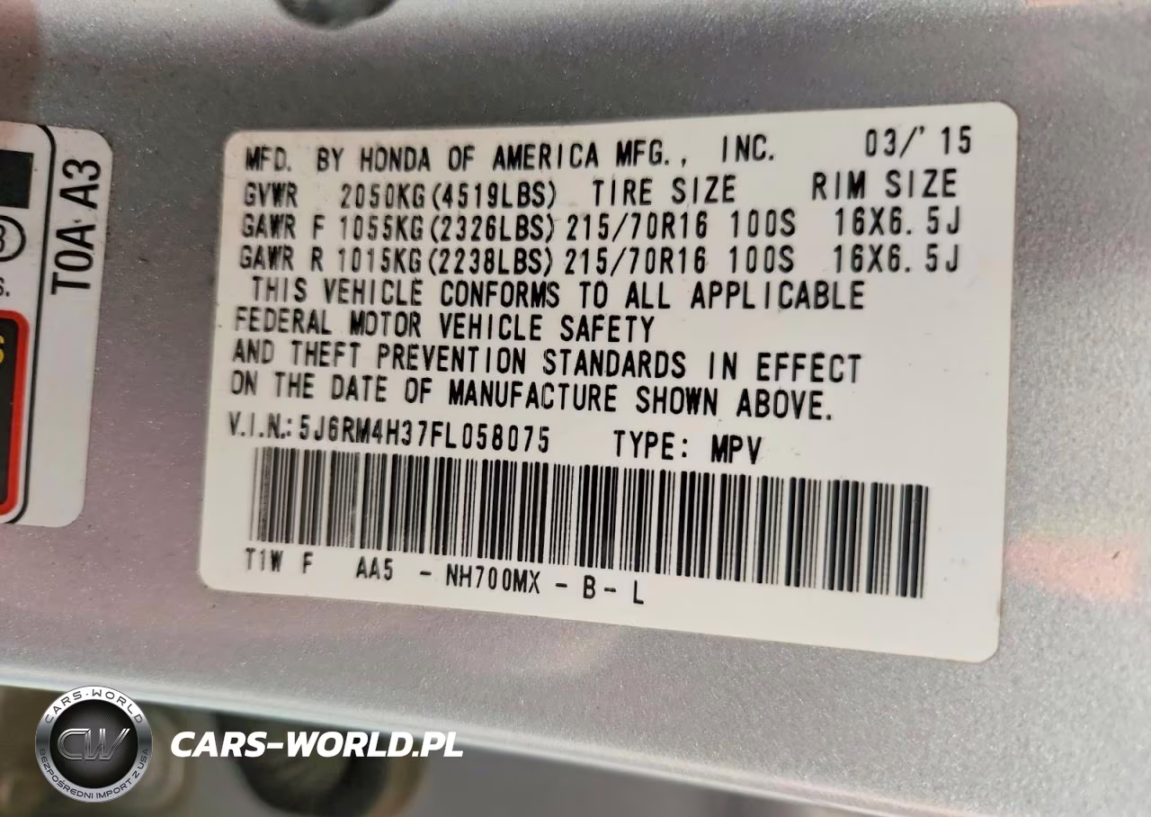 2015 Honda Cr-V Lx VIN:5J6RM4H37FL058075 - 12