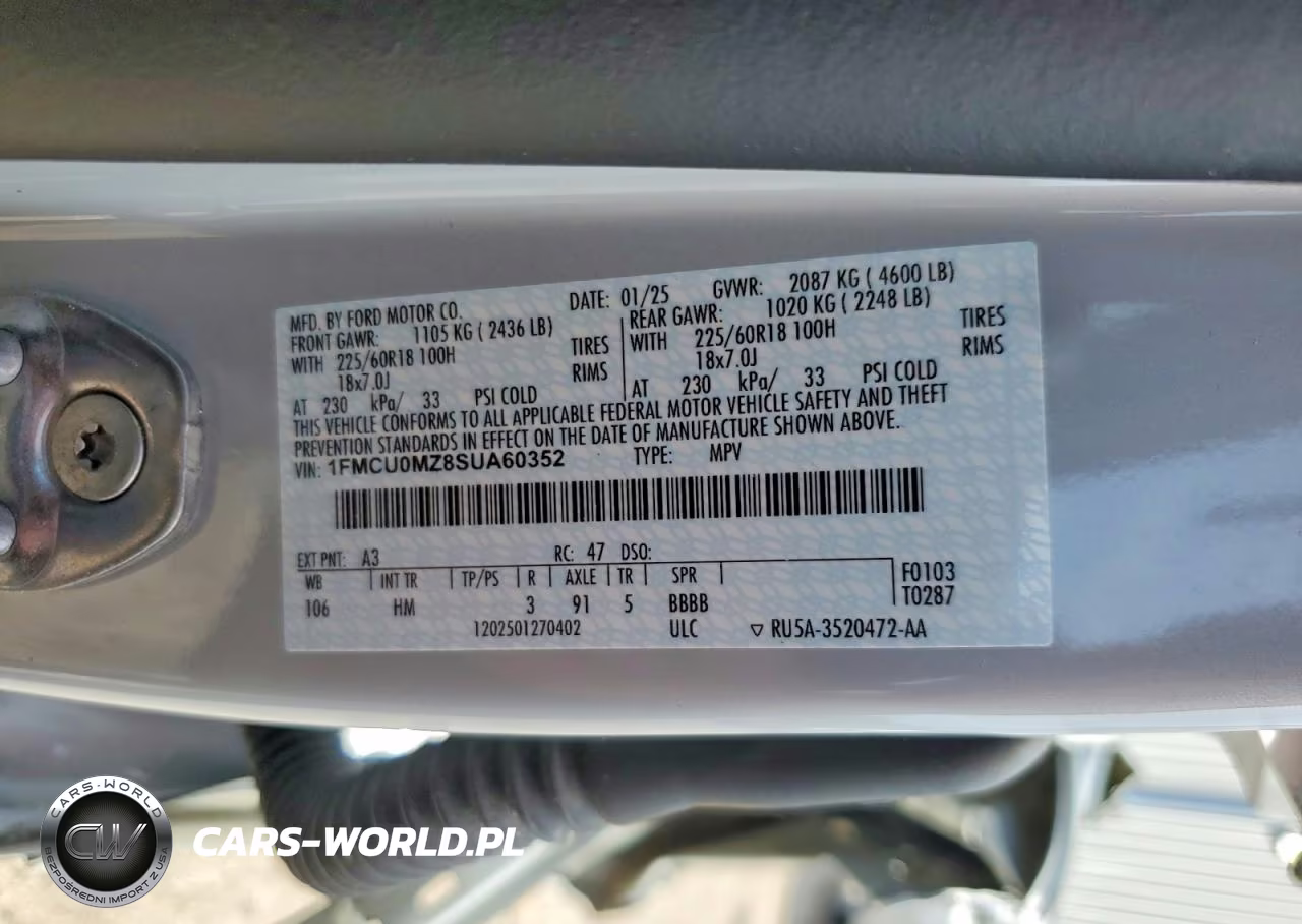 2025 Ford Escape VIN:1FMCU0MZ8SUA60352 - 13