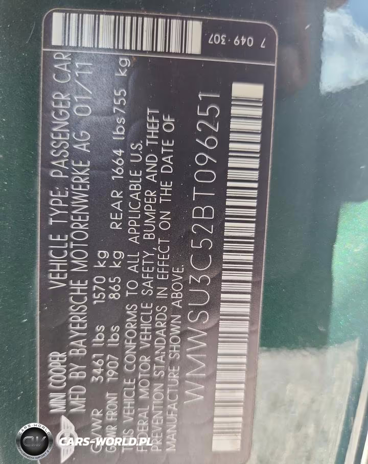 2011 Mini Cooper VIN:WMWSU3C52BT096251 - 12
