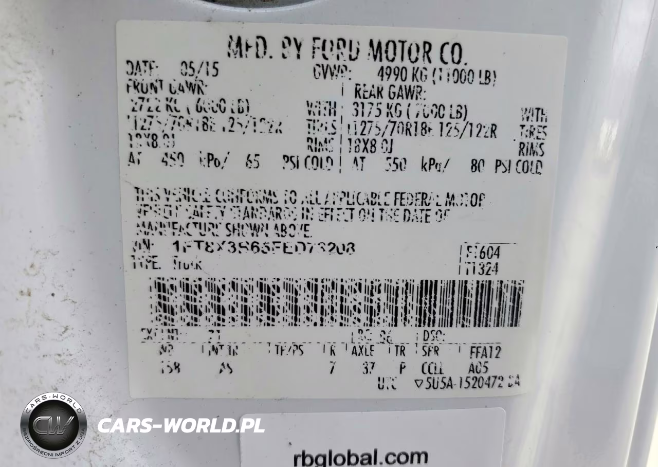 2015 Ford F350 Super Duty VIN:1FT8X3B65FED73208 - 13