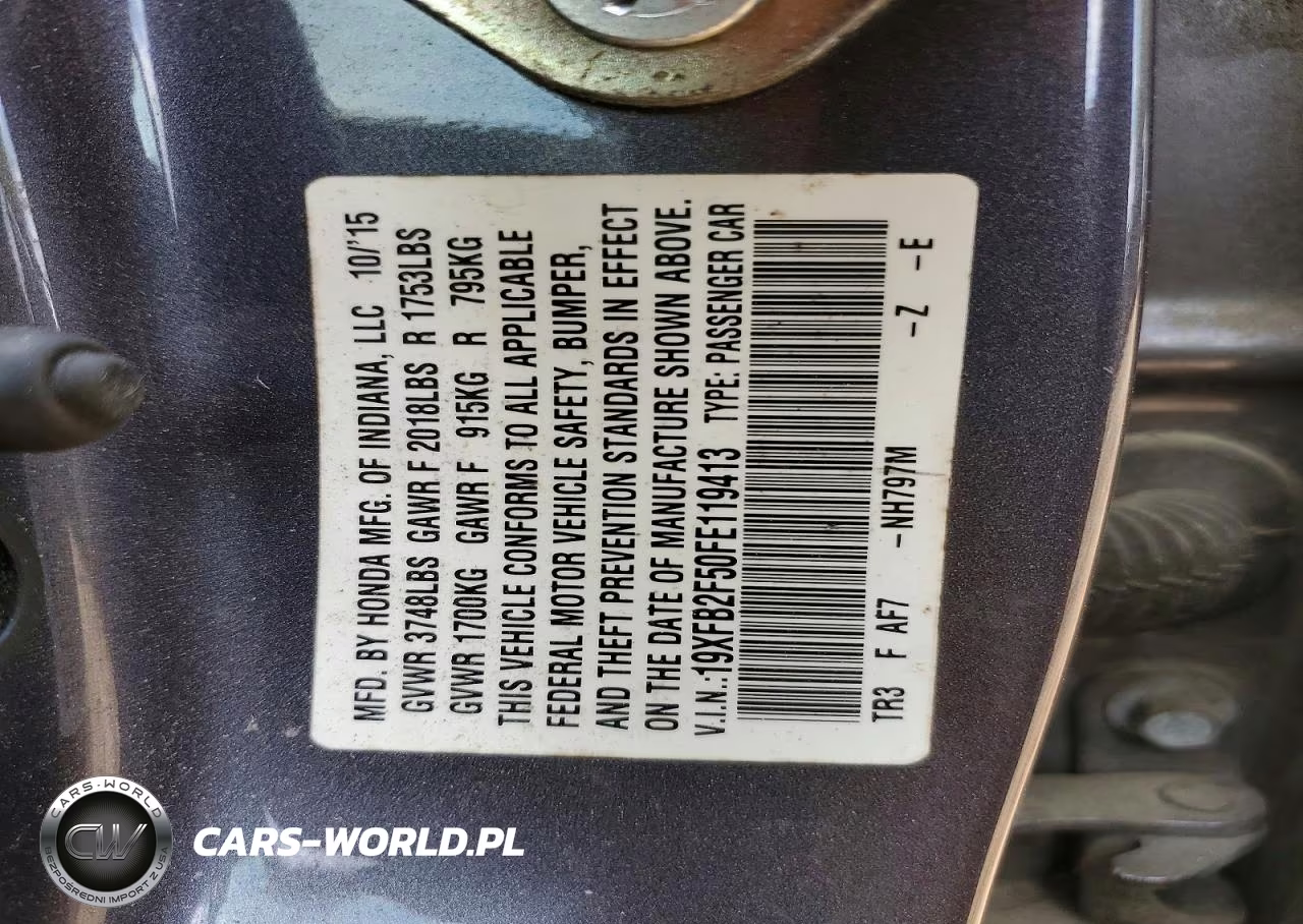 2015 Honda Civic Lx VIN:19XFB2F50FE119413 - 12