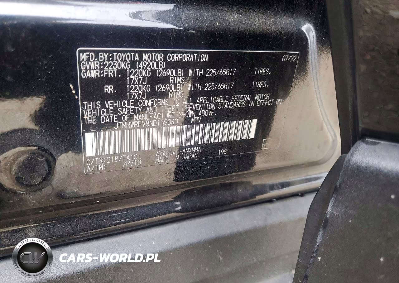 2022 Toyota Rav4 Hybrid Xle VIN:JTMRWRFV8ND159040 - 13