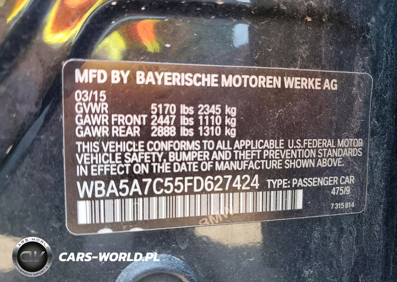 2015 BMW 528 Xi VIN:WBA5A7C55FD627424 - 12