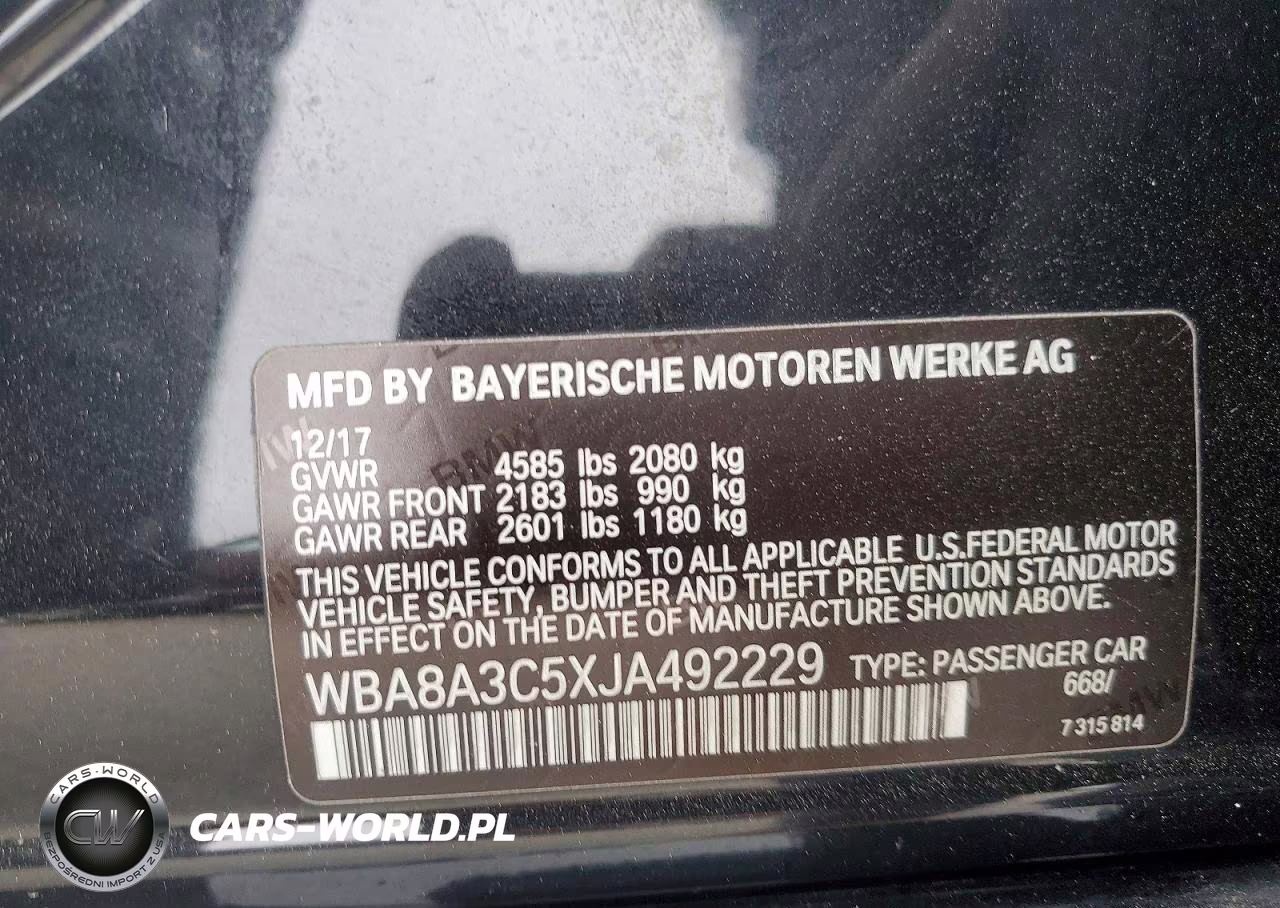 2018 BMW 320 Xi VIN:WBA8A3C5XJA492229 - 12