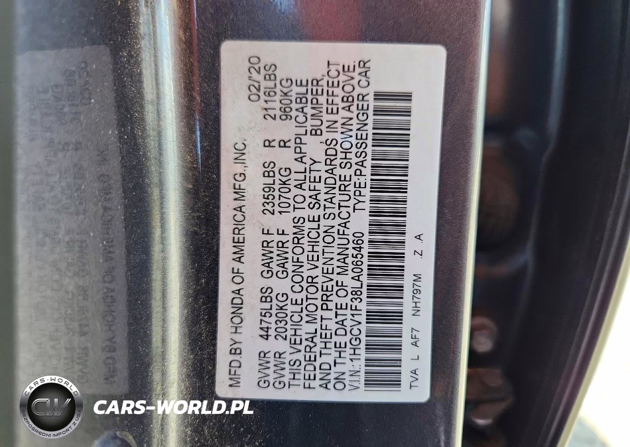 2020 Honda Accord Sport VIN:1HGCV1F38LA065460 - 12