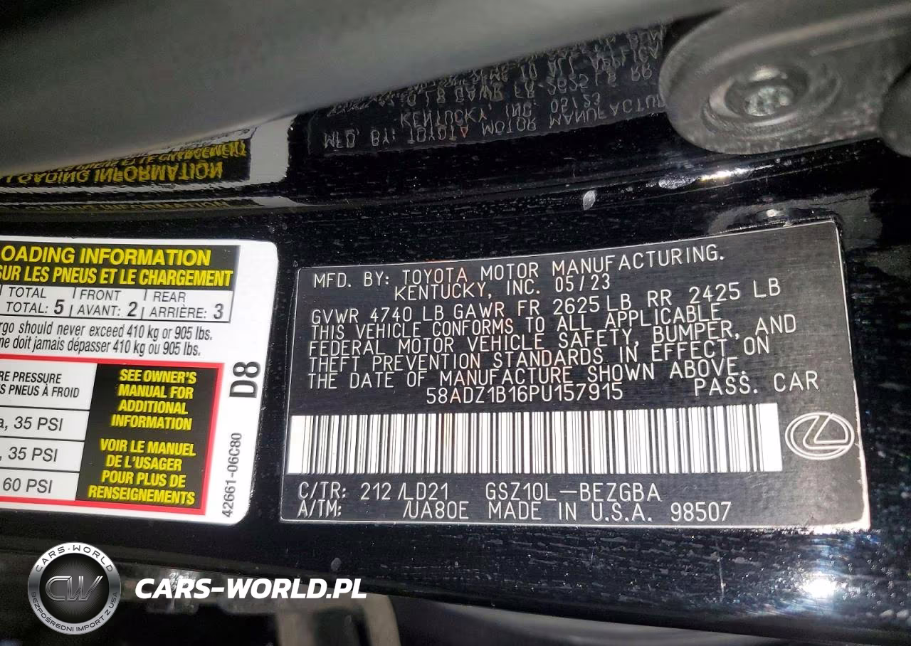 2023 Lexus Es 350 Base VIN:58ADZ1B16PU157915 - 12