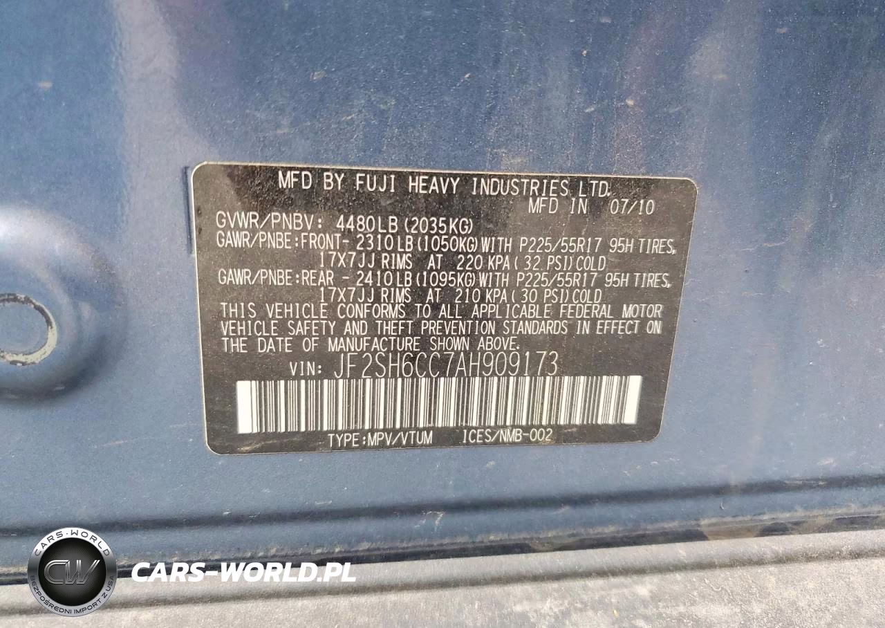 2010 Subaru Forester 2.5X Premium VIN:JF2SH6CC7AH909173 - 12