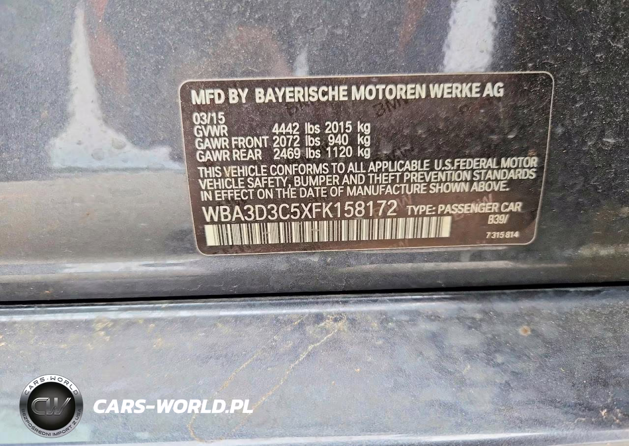 2015 BMW 328 D VIN:WBA3D3C5XFK158172 - 12