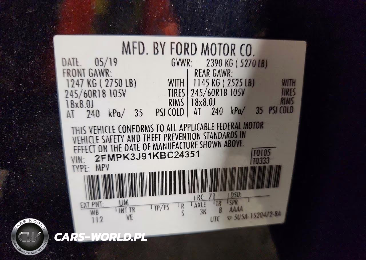 2019 Ford Edge Sel VIN:2FMPK3J91KBC24351 - 13