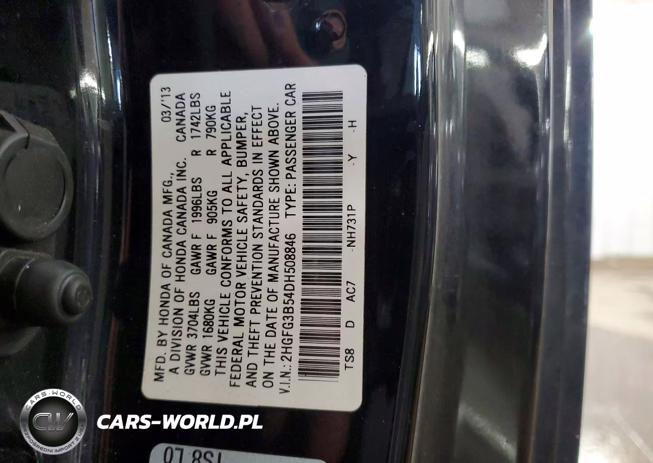 2013 Honda Civic Lx VIN:2HGFG3B54DH508846 - 12