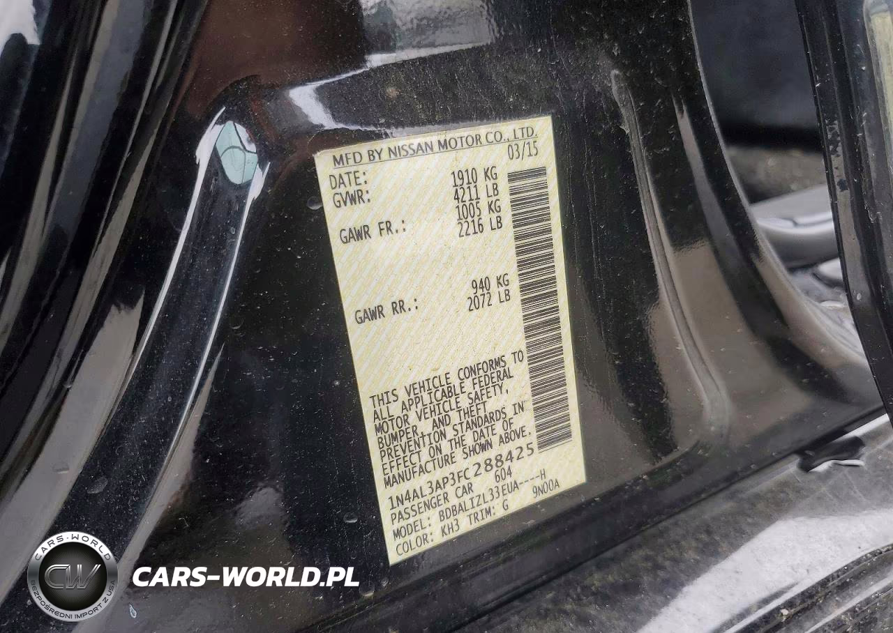 2015 Nissan Altima 2.5 VIN:1N4AL3AP3FC288425 - 12