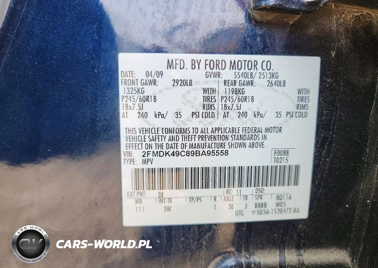 2009 Ford Edge Limited VIN:2FMDK49C89BA95558 - 13