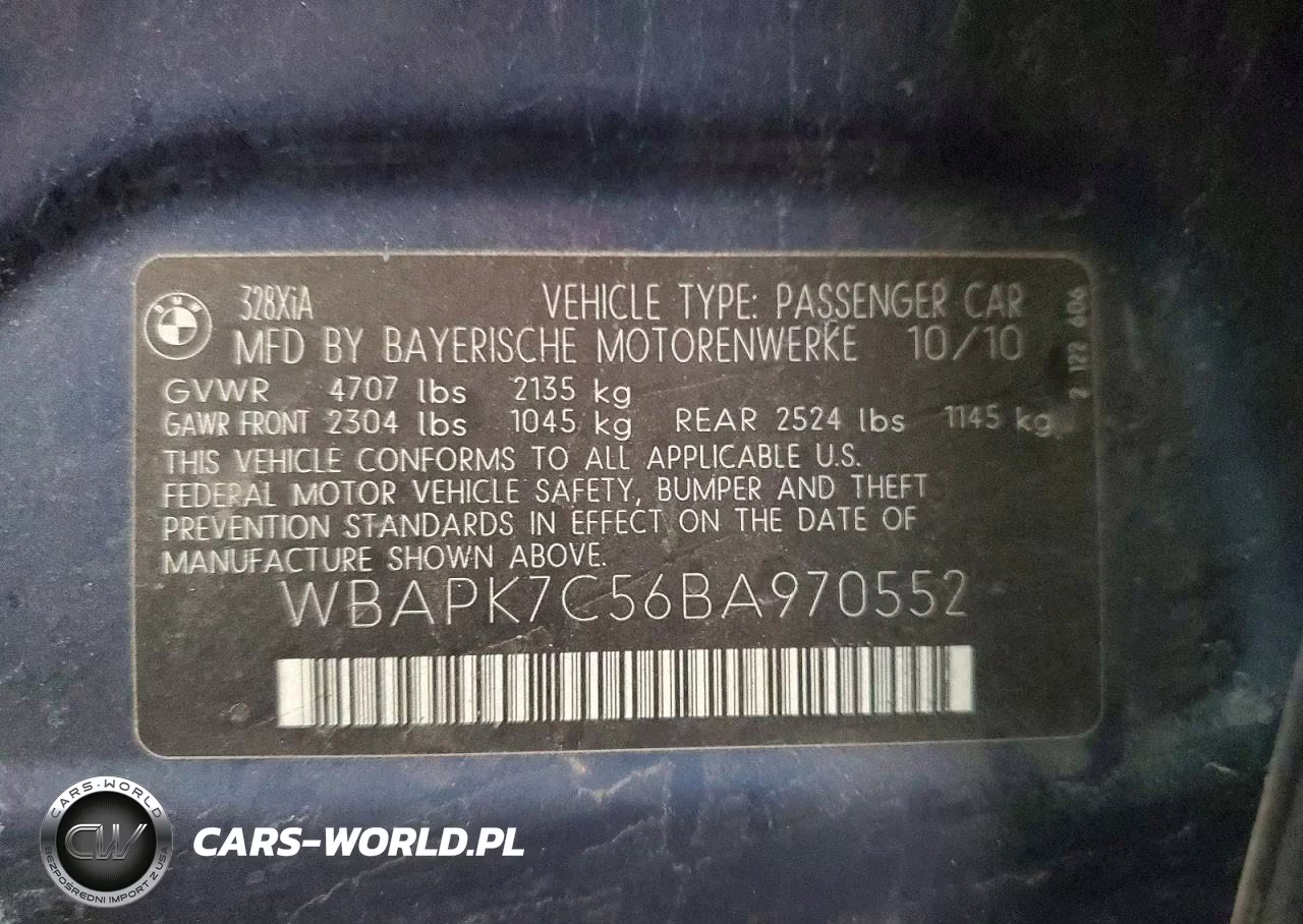 2011 BMW 328 Xi VIN:WBAPK7C56BA970552 - 12