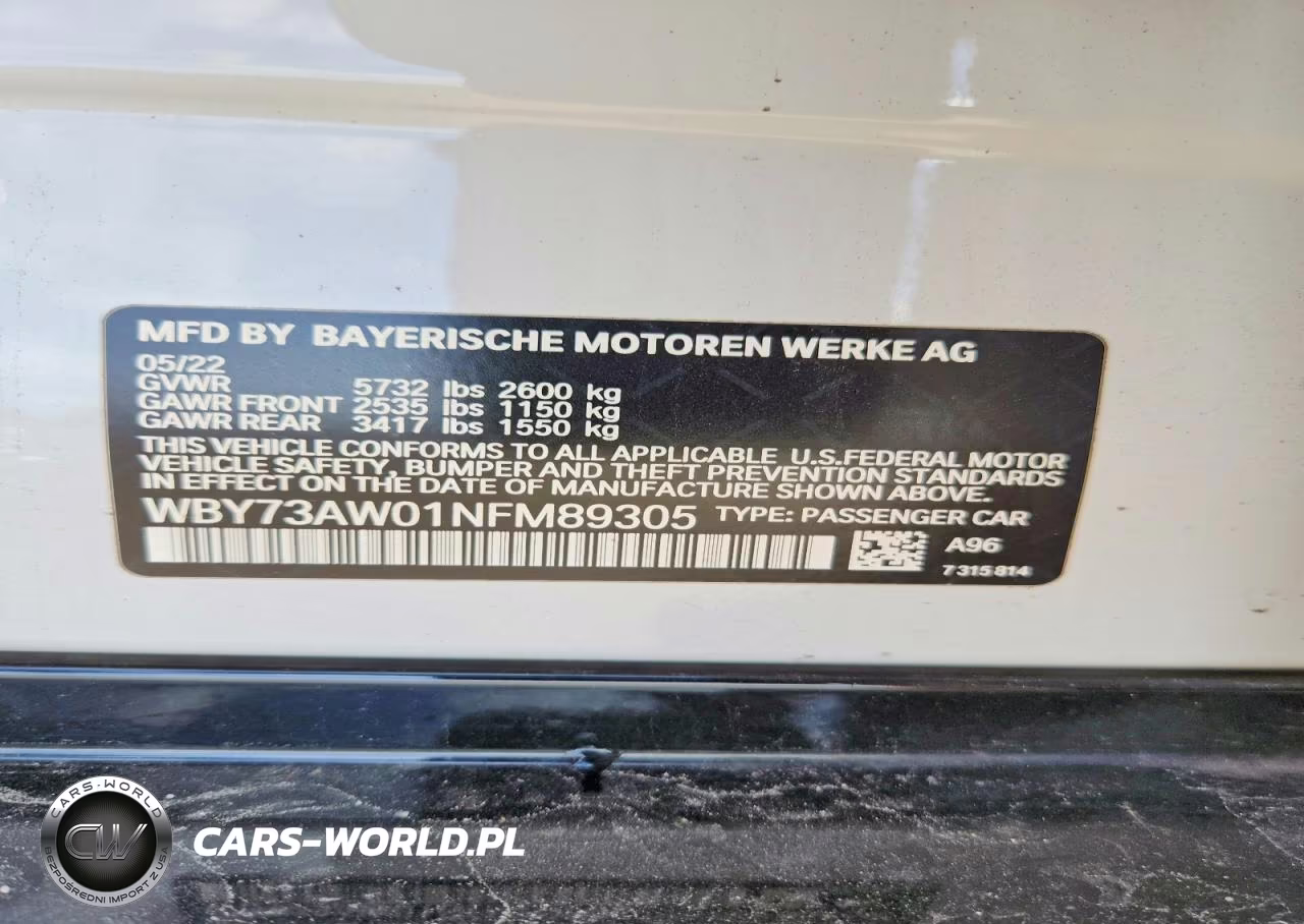 2022 BMW I4 Edrive 40 VIN:WBY73AW01NFM89305 - 13