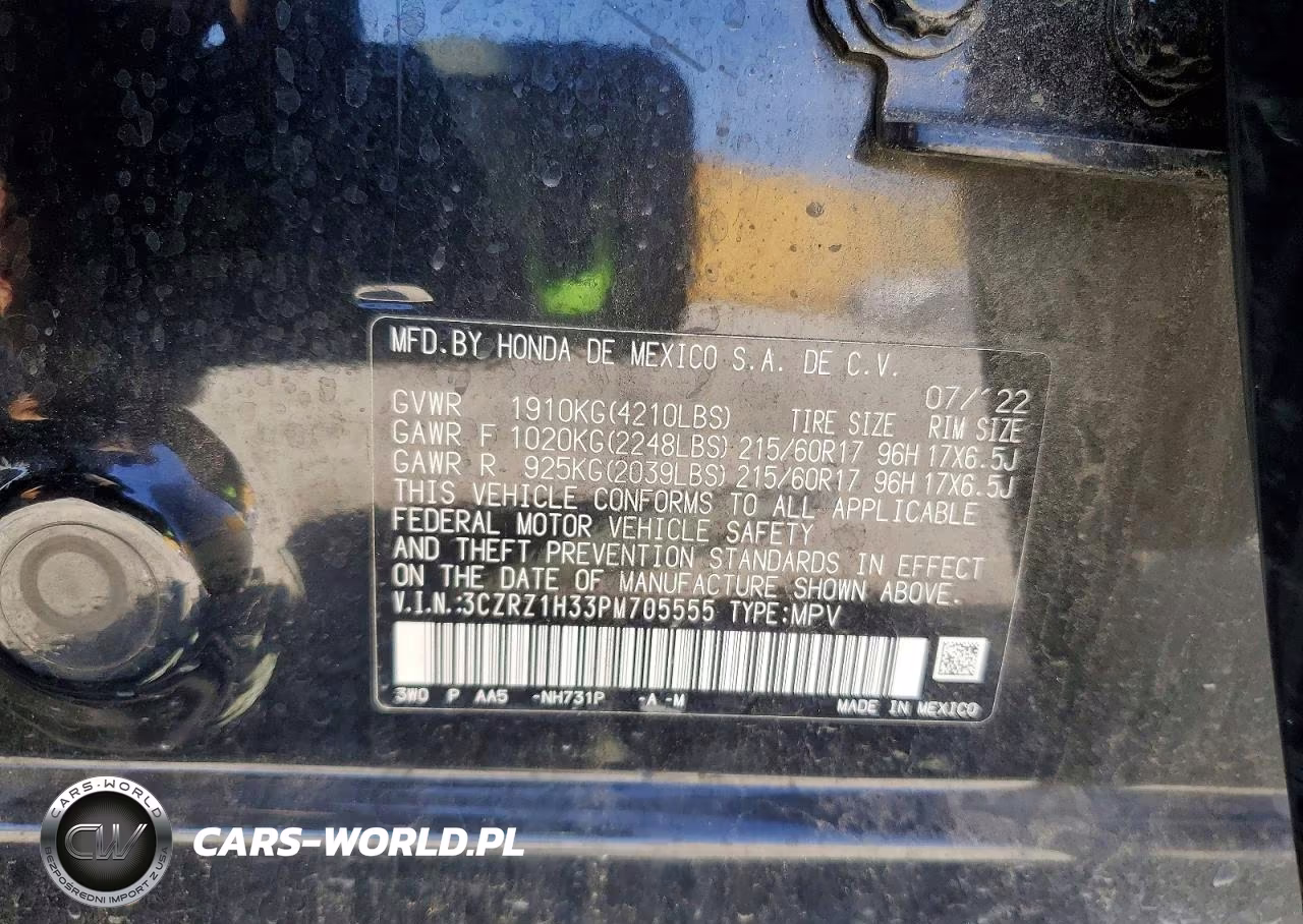 2023 Honda Hr-V Lx VIN:3CZRZ1H33PM705555 - 12