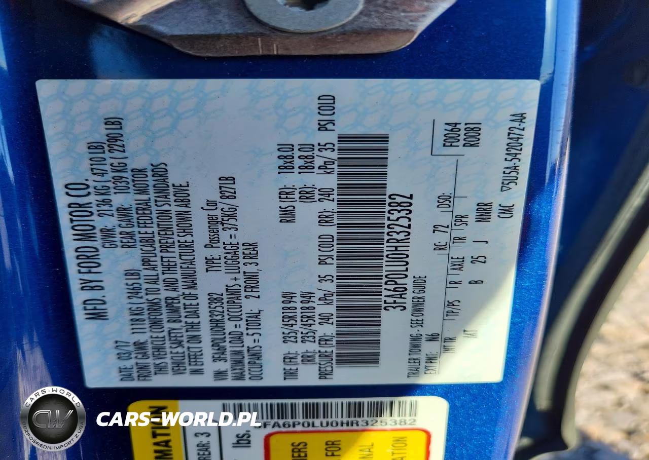 2017 Ford Fusion Se Hybrid VIN:3FA6P0LU0HR325382 - 13