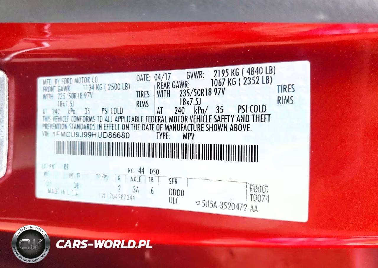 2017 Ford Escape Titanium VIN:1FMCU9J99HUD86680 - 13