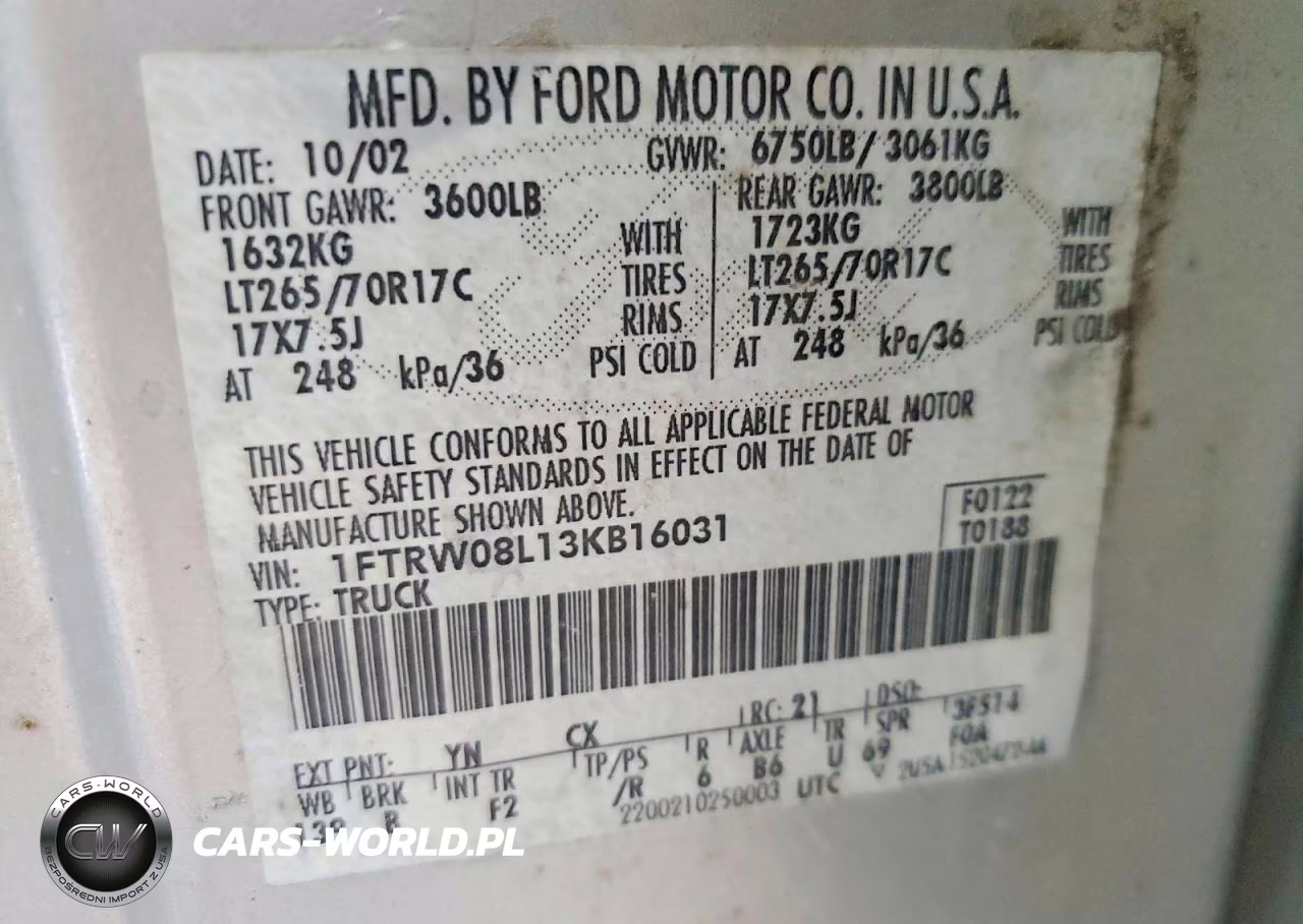 2003 Ford F150 Supercrew VIN:1FTRW08L13KB16031 - 12