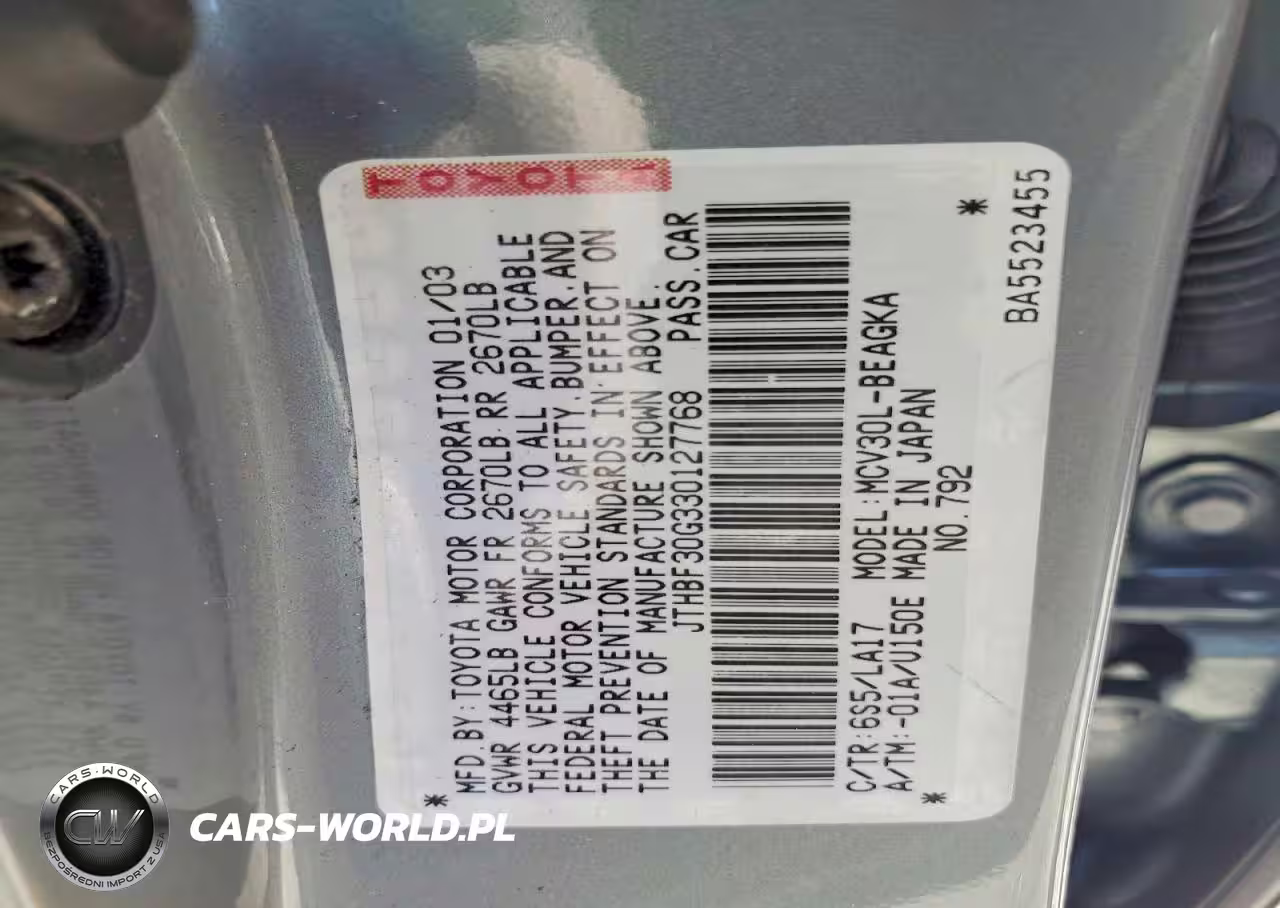 2003 Lexus Es300 VIN:JTHBF30G330127768 - 12