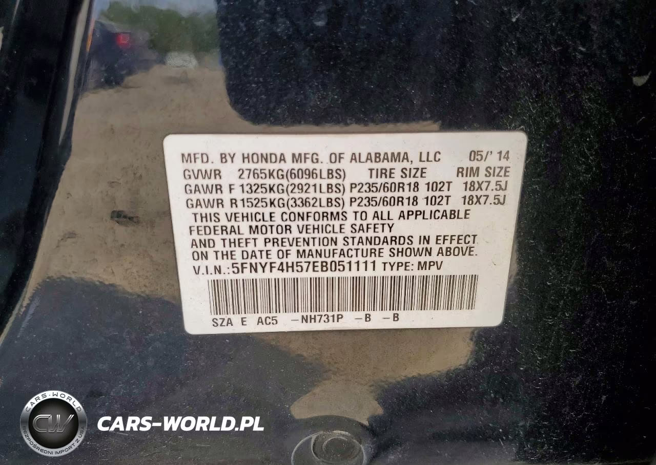 2014 Honda Pilot Exl VIN:5FNYF4H57EB051111 - 12