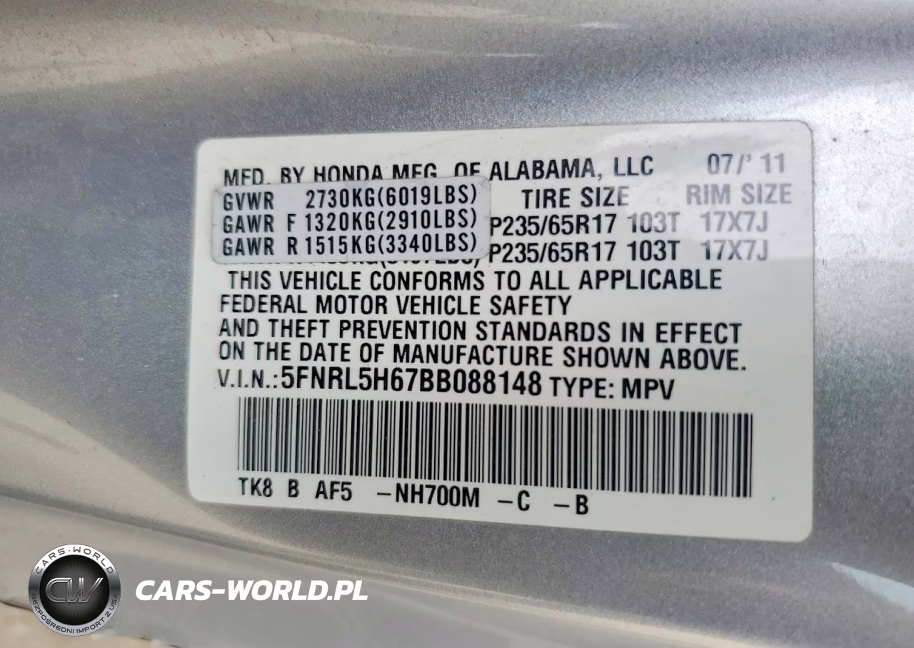 2011 Honda Odyssey Exl VIN:5FNRL5H67BB088148 - 14