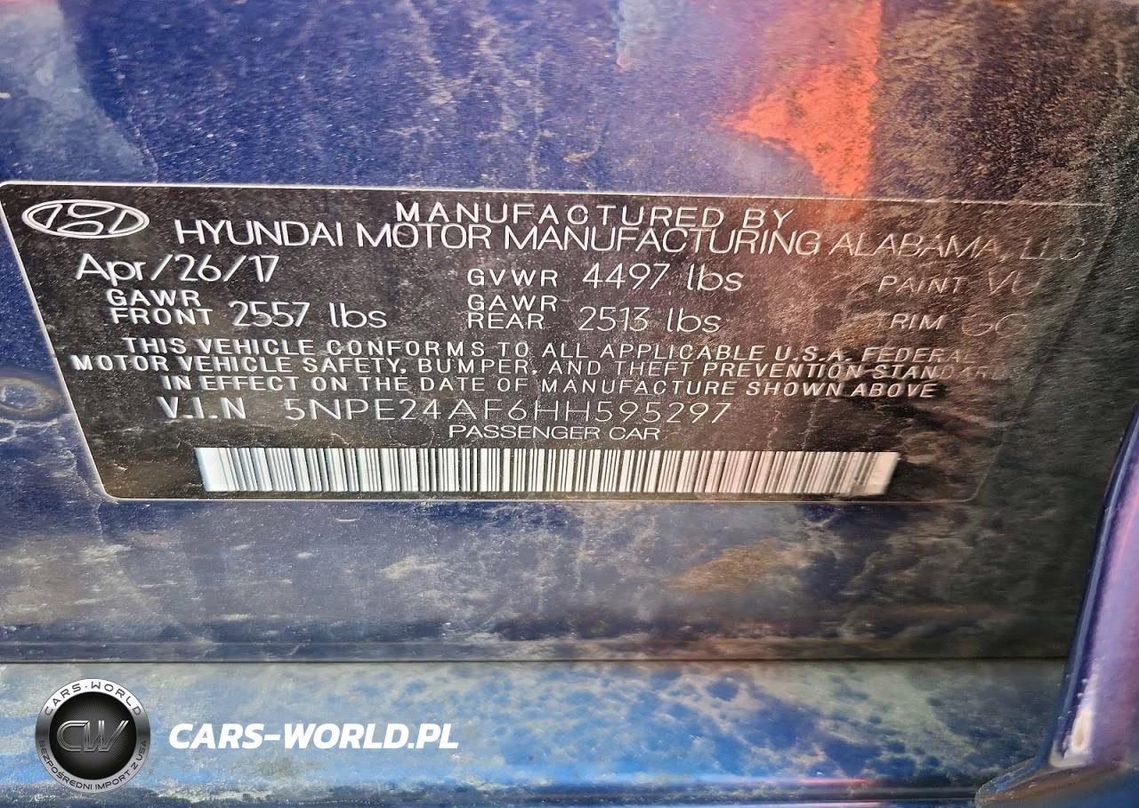 2017 Hyundai Sonata Base VIN:5NPE24AF6HH595297 - 12